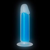 Niebieskie fluorescencyjne dildo penis 22 cm świeci w ciemności - 72562518 - 3