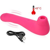Ssący masażer do łechtaczki + wibrator g-spot z funkcją grzania do 45stc, masturbator 2w1 - 79267537 - 7