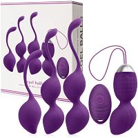 Duży zestaw wibrujących kulek gejszy + erotyczny masażer - 10 funkcji wibracji i pulsacji - 79057635 - 2