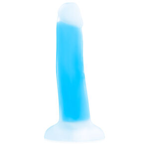 Niebieskie fluorescencyjne dildo penis 14 cm świeci w ciemności - 70509966