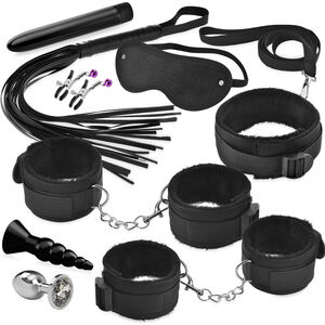 ZESTAW BDSM Z WIBRATOREM I KORKAMI ANALNYMI - GADŻETY DO CHŁOSTY I KRĘPOWANIA  - 76697714