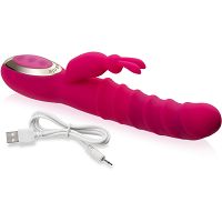 Podgrzewany 48 stc wibrator z króliczkiem 24 opcji wibracji falisty silikonowy - 72353600 - 2