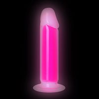 Różowe fluorescencyjne dildo penis 22 cm świeci w ciemności - 76338733 - 3