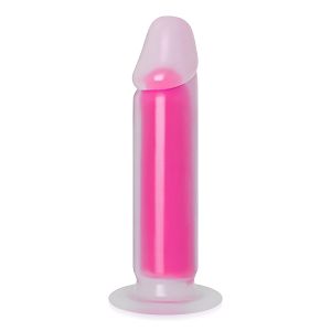 Różowe fluorescencyjne dildo penis 22 cm świeci w ciemności - 76338733