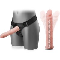 Mega długie dildo z ruchomym rdzeniem, na pasach strap-on – 71933731 - 5