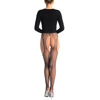 Czarne rajstopy kabaretki garter stockings z otwartym krokiem - 77403154 - 3