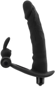 Strapon z wibracjami dildo analne zakładane na penisa + ring łechtaczkowy – 71835428