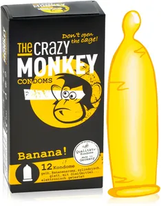Bananowe żółte prezerwatywy 12 sztuk aromatycznych kondomów - 77578553