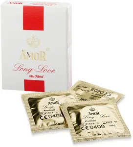 Amor long-love studded - prążkowane prezerwatywy opóźniające wytrysk 3 szt - 76790125